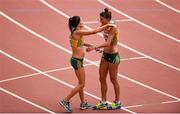 30 August 2015; Sinead Diver, from Belmullet, Co. Mayo, representing Australia, left, and Sarah Klein of Australia following their respective 21st & 23rd place finishes in the Women's Marathon event. IAAF World Athletics Championships Beijing 2015 - Day 9, National Stadium, Beijing, China. Picture credit: Stephen McCarthy / SPORTSFILE