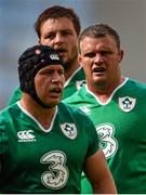 29 August 2015; Ireland players Nathan White, right, Richardt Strauss, left, and Iain Henderson. Rugby World Cup Warm-Up Match, Ireland v Wales, Aviva Stadium, Lansdowne Road, Dublin. Picture credit: Ramsey Cardy / SPORTSFILE