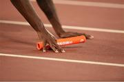 29 August 2015; A detailed view of the baton during the relay finals. IAAF World Athletics Championships Beijing 2015 - Day 8, National Stadium, Beijing, China. Picture credit: Stephen McCarthy / SPORTSFILE