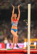 29 August 2015; Maria Kuchina of Russia after winning the Women's High Jump final. IAAF World Athletics Championships Beijing 2015 - Day 8, National Stadium, Beijing, China. Picture credit: Stephen McCarthy / SPORTSFILE