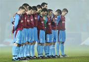 24 February 2009; The Drogheda United team stand for a minute silence before the start of the game. Pre-Season Friendly, Drogheda United v Dundalk. United Park, Drogheda. Picture credit: David Maher / SPORTSFILE