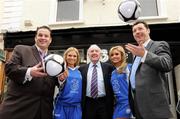 26 February 2009; At the announcement of Waterford United's new partnership with Ireland's fastest growing mobile network '3' are, from left to right, Pat Dolan, Irish Daily Star columnist, Sara Kavanagh, Bill O'Herlihy, TV presenter, Nadia Forde and Roddy Collins, TV pundit. Grafton Street, Dublin. Picture credit: Diarmuid Greene / SPORTSFILE