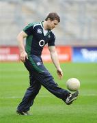 27 February 2009; Gordon D'Arcy with a gaelic football during the Ireland squad Captain's Run ahead of their RBS Six Nations Championship game against England on Saturday. Croke Park, Dublin. Picture credit: Brendan Moran / SPORTSFILE *** Local Caption ***