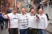 27 February 2009; England supporters, from left, Tony Curtis, Ivor Pengelly, Guy Parkhouse, and Peter Sanders, from Tiverton, Devon, in Dublin's Temple Bar ahead of their side's RBS Six nations Championship game against Ireland on Saturday. Picture credit: Brian Lawless / SPORTSFILE *** Local Caption ***