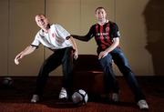 27 February 2009; Bohemians captain Eoin Heary, right, with Dundalk captain Thomas Heary at the launch of the 2009 League of Ireland season. Maldron Hotel, Tallaght, Co. Dublin. Picture credit: David Maher / SPORTSFILE