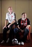 27 February 2009; Bohemians captain Eoin Heary, right, with Dundalk captain Thomas Heary at the launch of the 2009 League of Ireland season. Maldron Hotel, Tallaght, Co. Dublin. Picture credit: David Maher / SPORTSFILE