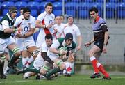 27 February 2009; Barry O'Mahony, Ireland Club XV, scores his side's first try despite the tackle of James Doherty, England Counties. Club International, Ireland Club XV v England Counties, Donnybrook Stadium, Donnybrook, Dublin. Picture credit: Brendan Moran / SPORTSFILE *** Local Caption ***