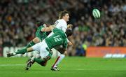 28 February 2009; Toby Flood, England, in action against Stephen Ferris and Paddy Wallace, Ireland. RBS Six Nations Rugby Championship, Ireland v England, Croke Park, Dublin. Picture credit: Pat Murphy / SPORTSFILE