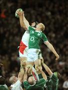 28 February 2009; Paul O'Conell, Ireland, contests a lineout with Steve Borthwick, England. RBS Six Nations Rugby Championship, Ireland v England, Croke Park, Dublin. Picture credit: Brendan Moran / SPORTSFILE