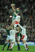 28 February 2009; Paul O'Connell, Ireland, wins possession in the lineout against Nick Kennedy, England. RBS Six Nations Rugby Championship, Ireland v England, Croke Park, Dublin. Picture credit: Pat Murphy / SPORTSFILE *** Local Caption ***