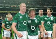 28 February 2009; Ireland's Paul O'Connell and Jerry Flannery, right, celebrate after the game. RBS Six Nations Rugby Championship, Ireland v England, Croke Park, Dublin. Picture credit: Pat Murphy / SPORTSFILE