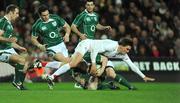 28 February 2009; Brian O'Driscoll, Ireland, is tackled by Toby Flood, England. RBS Six Nations Rugby Championship, Ireland v England, Croke Park, Dublin. Picture credit: Brendan Moran / SPORTSFILE