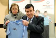 26 February 2009; Minister for Finance Brian Lenihan, TD, with athlete Norma Murphy at a Special Olympics club launch. St Brigids Community Centre, Blanchardstown, Co. Dublin. Picture credit: Matt Browne / SPORTSFILE