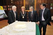 27 February 2009; The Lord Mayor of Dublin, Cllr. Eibhlin Byrne meets UEFA General Secretary David Taylor, Donagh Morgan, Assistant Secretary General at the Department of Arts, Sport and Tourism, left, and Republic of Ireland assistant manager Marco Tardelli, right, at the viewing of a model of the new Aviva Stadium, which will host the 2011 UEFA Europa League Final. The Mansion House, Dublin. Picture credit: Ray McManus / SPORTSFILE