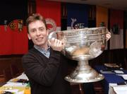 28 February 2009; Irish snooker star Ken Doherty with the Sam Maguire at the Ulster Council GAA convention. Ulster Council GAA convention, Dorrians Imperial Hotel, Ballyshannon, Co. Donegal. Picture credit: Oliver McVeigh / SPORTSFILE  *** Local Caption ***