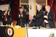 28 February 2009; GAA President Nickey Brennan, seated, receives a standing ovation after speaking at the Ulster Council GAA convention. Dorrians Imperial Hotel, Ballyshannon, Co. Donegal. Picture credit: Oliver McVeigh / SPORTSFILE  *** Local Caption ***