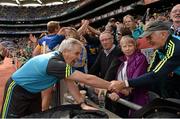 30 August 2015; Tipperary manager Charlie McGeever celebrates with fans after the game. Electric Ireland GAA Football All-Ireland Minor Championship, Semi-Final, Kildare v Tipperary, Croke Park, Dublin. Photo by Sportsfile