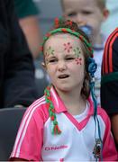 30 August 2015; Mayo supporter Cara Cusack, aged 5, from Belmullet, Co. Mayo, in the Hogan Stand before the game. GAA Football All-Ireland Senior Championship, Semi-Final, Dublin v Mayo, Croke Park, Dublin. Picture credit: Dáire Brennan / SPORTSFILE