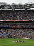 30 August 2015; The Mayo team during the National Anthem. GAA Football All-Ireland Senior Championship, Semi-Final, Dublin v Mayo, Croke Park, Dublin. Picture credit: Ramsey Cardy / SPORTSFILE