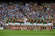 30 August 2015; The Mayo team during a minute's applause for the late Darragh Doherty. GAA Football All-Ireland Senior Championship, Semi-Final, Dublin v Mayo, Croke Park, Dublin. Picture credit: David Maher / SPORTSFILE