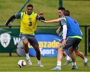 31 August 2015; Cyrus Christie and Robbie Keane, Republic of Ireland, in action during squad training. Republic of Ireland Squad Training, Abbotstown, Co. Dublin. Picture credit: David Maher / SPORTSFILE