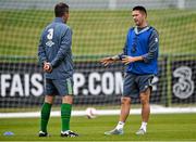 31 August 2015; Republic of Ireland assistant manager Roy Keane with Robbie Keane, during squad training. Republic of Ireland Squad Training, Abbotstown, Co. Dublin. Picture credit: David Maher / SPORTSFILE