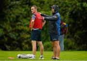 31 August 2015; Leinster defence coach Kurt McQuilkin with Nick McCarthy during squad training. Leinster Rugby Squad Training. Rosemount, UCD, Dublin. Picture credit: Brendan Moran / SPORTSFILE