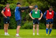 31 August 2015; Leinster backs coach Girvan Dempsey speaks to his players during squad training. Leinster Rugby Squad Training. Rosemount, UCD, Dublin. Picture credit: Brendan Moran / SPORTSFILE