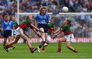 30 August 2015; Roisín Crowe, Harestown NS, Monasterboice, Louth, representing Dublin, in action during the Cumann na mBunscol INTO Respect Exhibition Go Games 2015 at Dublin v Mayo - GAA Football All-Ireland Senior Championship Semi-Final. Croke Park, Dublin. Picture credit: Ray McManus / SPORTSFILE