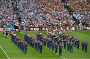 30 August 2015; Both teams parade behind the Artane School of Music Band ahead of the game. GAA Football All-Ireland Senior Championship, Semi-Final, Dublin v Mayo, Croke Park, Dublin. Picture credit: Ramsey Cardy / SPORTSFILE