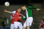31 August 2015; Alan Bennett, Cork City, in action against Morgan Langley, St Patrick's Athletic. SSE Airtricity League Premier Division, Cork City v St Patrick's Athletic, Turner's Cross, Cork. Picture credit: Diarmuid Greene / SPORTSFILE
