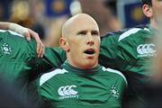 28 February 2009; Peter Stringer, Ireland during the national anthem. RBS Six Nations Rugby Championship, Ireland v England, Croke Park, Dublin. Picture credit: David Maher / SPORTSFILE *** Local Caption ***