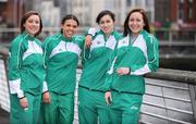 3 March 2009; Members of the Irish 4x400m team, from left, Claire Bergin, Jessica Zebo, Bronagh Furlong and Gemma Hynes during the AAI press conference ahead of the European Indoor Athletics Championships. Morrison Hotel, Ormond Quay, Dublin. Picture credit: Brendan Moran / SPORTSFILE