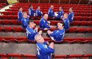 3 March 2009; Con Murphy, front, with 2nd row, Damien Richardson and Roddy Collins, right, 3rd row, Eoin Hand, left, Dave Barry and Tony O'Donoghue, right, back row from left, Colm Foley, Pat Morley, Sean Prunty, Johnny McDonnell, Richard Sadlier and Tony McDonnell from the Monday Night Soccer team as they tog out in their MNS football kit to launch the new season and return RTE Sport's MNS to RTE Two television, starting on Monday 9th of March at 8.00pm. Richmond Park, Dublin. Photo by Sportsfile