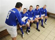 3 March 2009; Roddy Collins, left, issues instructions to, from left, Sean Prunty, Tony McDonnell, Colm Foley and Con Murphy from the Monday Night Soccer team as they tog out in their MNS football kit to launch the new season and return RTE Sport's MNS to RTE Two television, starting on Monday 9th of March at 8.00pm. Richmond Park, Dublin. Photo by Sportsfile