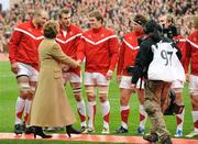 28 February 2009; President of Ireland Mary McAleese is introduced to the England team by captain Steve Borthwick, left. RBS Six Nations Rugby Championship, Ireland v England, Croke Park, Dublin. Picture credit: Brendan Moran / SPORTSFILE