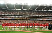 28 February 2009; The England squad line up for the National Anthems before the game. RBS Six Nations Rugby Championship, Ireland v England, Croke Park, Dublin. Picture credit: Brendan Moran / SPORTSFILE