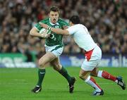 28 February 2009; Tommy Bowe, Ireland, breaks the tackle of Riki Flutey, England. RBS Six Nations Rugby Championship, Ireland v England, Croke Park, Dublin. Picture credit: Brendan Moran / SPORTSFILE