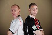 27 February 2009; Thomas Heary, left, Dundalk, and Owen Heary, Bohemians, at the launch of the 2009 League of Ireland season, in which both teams will play each other in the opening games of the season on Friday night. Maldron Hotel, Tallaght, Co. Dublin. Picture credit: David Maher / SPORTSFILE *** Local Caption ***