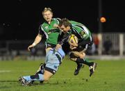 6 March 2009; Gavin Duffy, Connacht, is tackled by Richard Mustoe, Cardiff Blues. Magners League, Connacht v Cardiff Blues, Sportsground, Galway. Picture credit: Matt Browne / SPORTSFILE