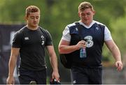 1 September 2015; Ireland's Paddy Jackson and Tadhg Furlong arrive for squad training. Ireland Rugby Squad Training, Carton House, Maynooth, Co. Kildare. Picture credit: Seb Daly / SPORTSFILE