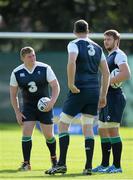 1 September 2015; Ireland players, from left, Tadhg Furlong, Devin Toner and Iain Henderson during squad training. Ireland Rugby Squad Training, Carton House, Maynooth, Co Kildare. Picture credit: Brendan Moran / SPORTSFILE