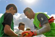 1 September 2015; Shay Given, Republic of Ireland, gives autographs to participants during the FAI Golden Camp, a summer camp run by the FAI for season ticket holders who participated in the Sports World Summer Soccer Schools Programme. Abbotstown, Co. Dublin. Picture credit: Sam Barnes / SPORTSFILE