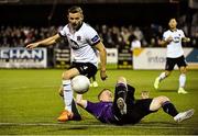 1 September 2015; Danny North, Shamrock Rovers, in action against Andy Boyle, Dundallk. SE Airtricity League Premier Division, Dundalk v Shamrock Rovers, Oriel Park, Dundalk, Co. Louth. Picture credit: David Maher / SPORTSFILE
