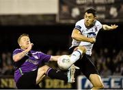 1 September 2015; Brian Gartland, Dundalk, in action against Danny North, Shamrock Rovers. SE Airtricity League Premier Division, Dundalk v Shamrock Rovers, Oriel Park, Dundalk, Co. Louth. Picture credit: David Maher / SPORTSFILE