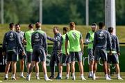 2 August 2015; Republic of Ireland manager Martin O'Neill with members of the squad during training. Republic of Ireland Squad Training. Abbotstown, Co. Dublin. Picture credit: David Maher / SPORTSFILE