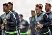 2 August 2015; Stephen Quinn and Robbie Keane, Republic of Ireland, during squad training. Republic of Ireland Squad Training. Abbotstown, Co. Dublin. Picture credit: David Maher / SPORTSFILE