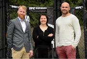 2 September 2015; UFC fighters, from left, Paddy Holohan, Aisling Daly and Cathal Pendred pictured at the UFC Fight Night: Poirier vs. Duffy Photocall. Wolfe Tone Memorial Parke, Wolfe Tone Quay, Wolfe Tone Street, Dublin. Picture credit: Piaras Ó Mídheach / SPORTSFILE