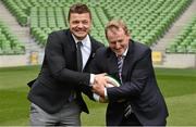 2 August 2015; An Taoiseach Enda Kenny T.D with Irish rugby legend Brian O'Driscoll. Rugby World Cup 2023 Oversight Board Meeting. Aviva Stadium, Lansdowne Road, Dublin. Picture credit: Cody Glenn / SPORTSFILE