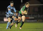 6 March 2009; Fionn Carr, Cardiff Blues, is tackled by Xavier Rush and Nicky Robinson, right, Connacht. Magners League, Connacht v Cardiff Blues, Sportsground, Galway. Picture credit: Matt Browne / SPORTSFILE